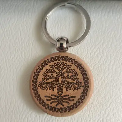 Porte‑clé rond en bois clair – Personnalisable en ligne