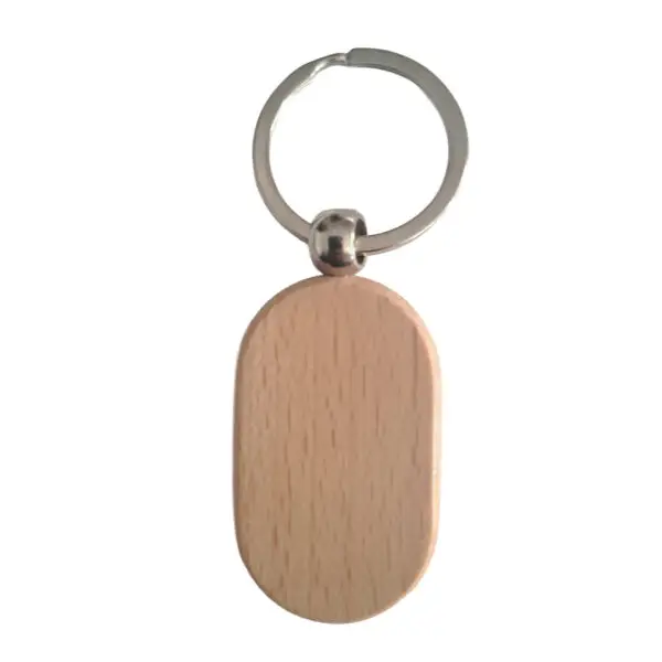 Porte‑clé galet en bois clair – Personnalisable en ligne