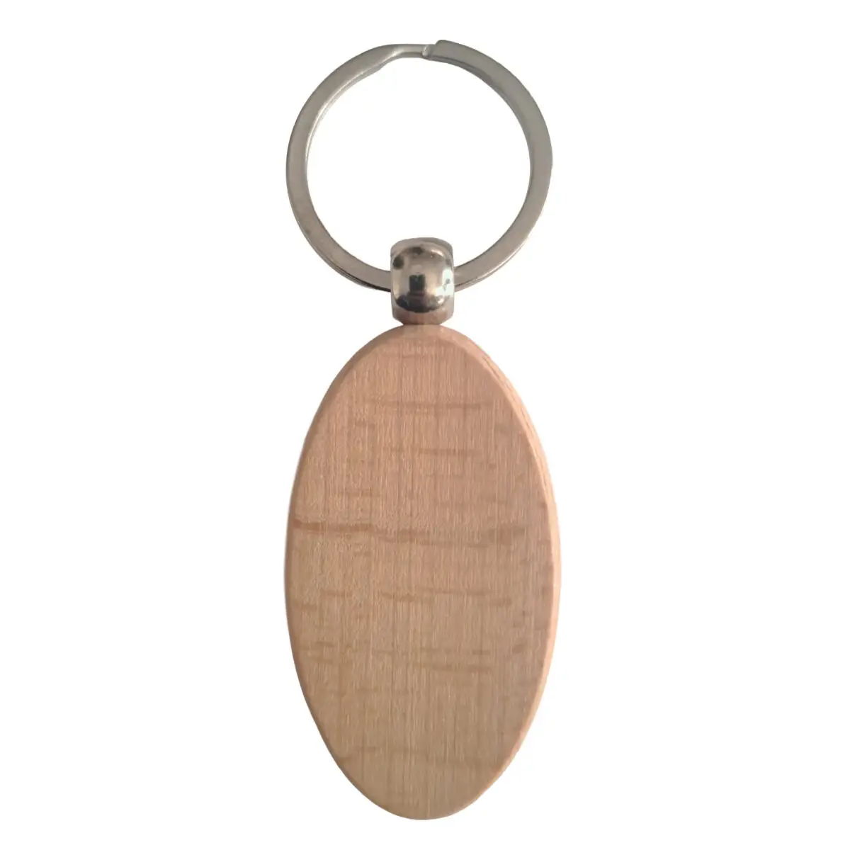 Porte‑clé ovale en bois clair – Personnalisable en ligne