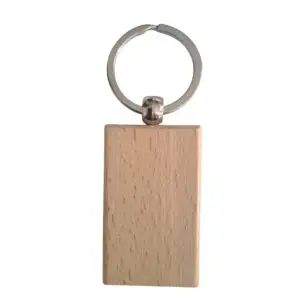 Porte‑clé rectangle en bois clair – Personnalisable en ligne
