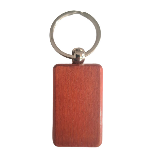 Porte‑clé rectangle arrondi en bois foncé – Personnalisable en ligne